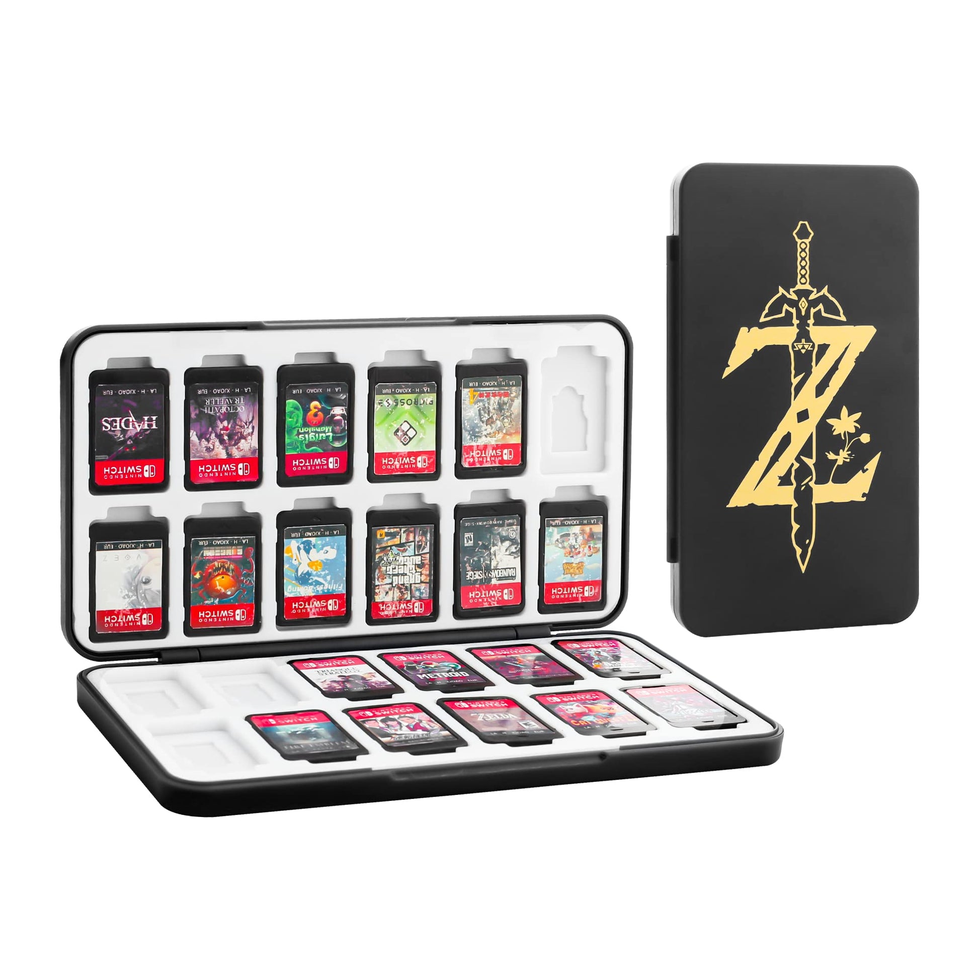 GLDRAM Black Game Card Case for Nintendo Switch 2/NS/Lite/OLED  Slim 24 Game Case Storage Collector for Game Card & Micro SD Card  Protable Game Cartridge Holder with Magnetic Closure