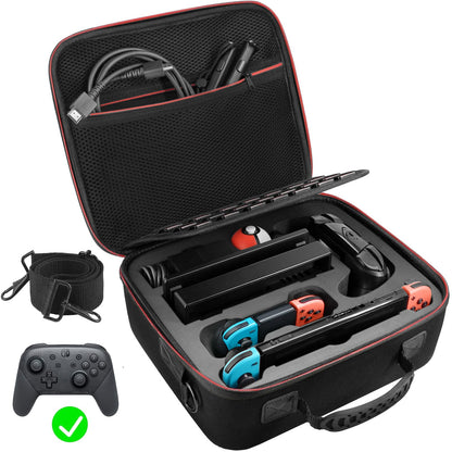 VORI Hard Carrying Case for Nintendo Switch/OLED - Protective Storage with Handle & Strap, Black