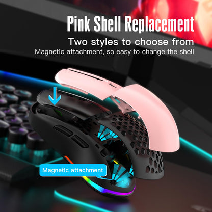 RAZEAK Ultra Custom Wireless Gaming Mouse RM-X08, 26000 DPI, Triple-Mode (Wired+2.4G+BT5.0), Black