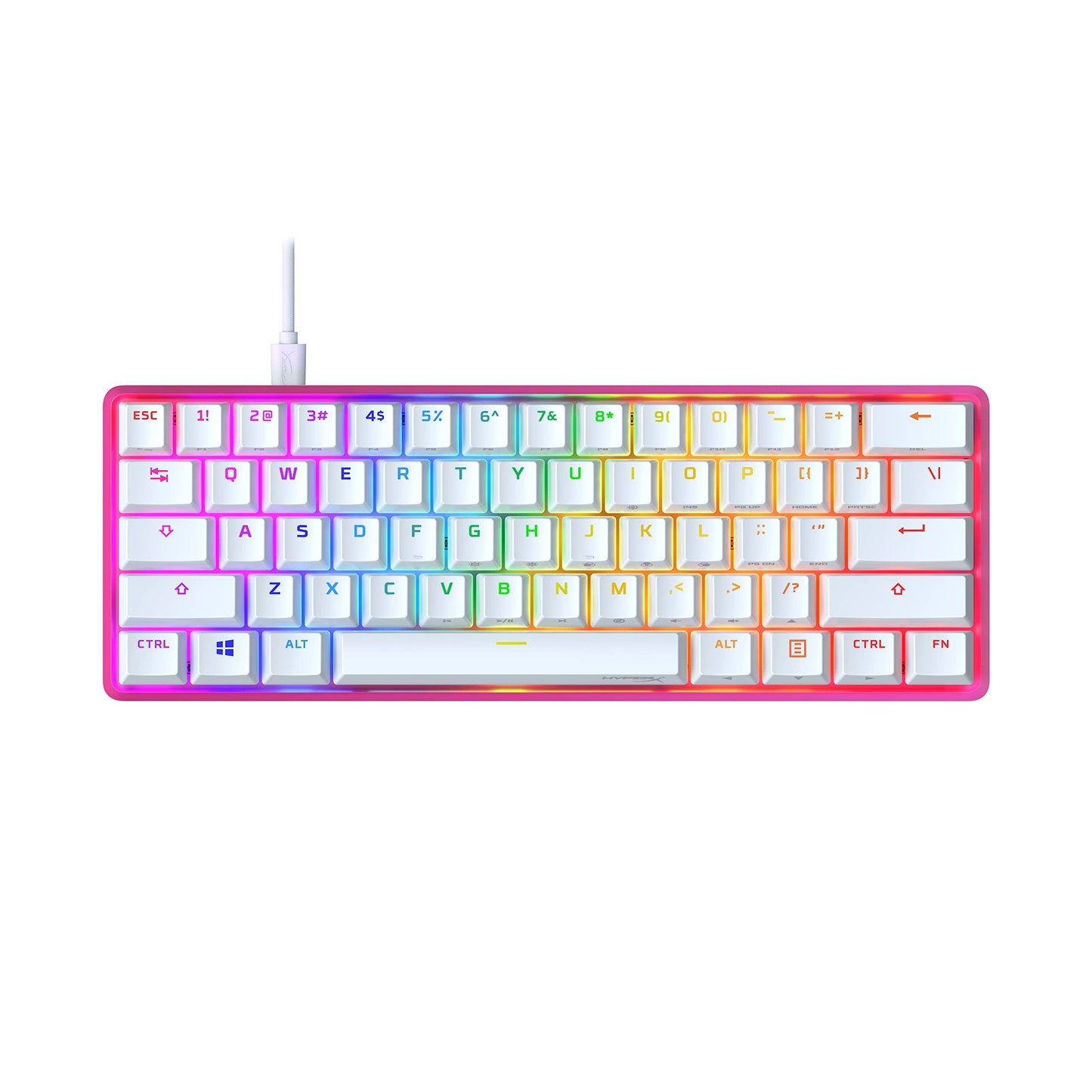 HyperX Alloy Origins 60 Mechanical Gaming Keyboard - Ultra Compact 60% - Linear Red Switch, Pink, Model 572Y6AA#ABA, RGB Backlit