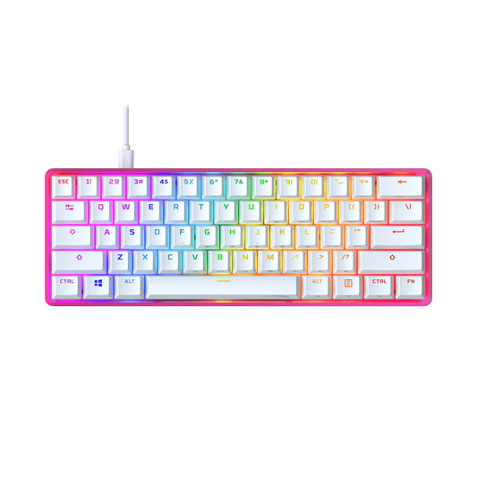 HyperX Alloy Origins 60 Mechanical Gaming Keyboard - Ultra Compact 60% - Linear Red Switch, Pink, Model 572Y6AA#ABA, RGB Backlit