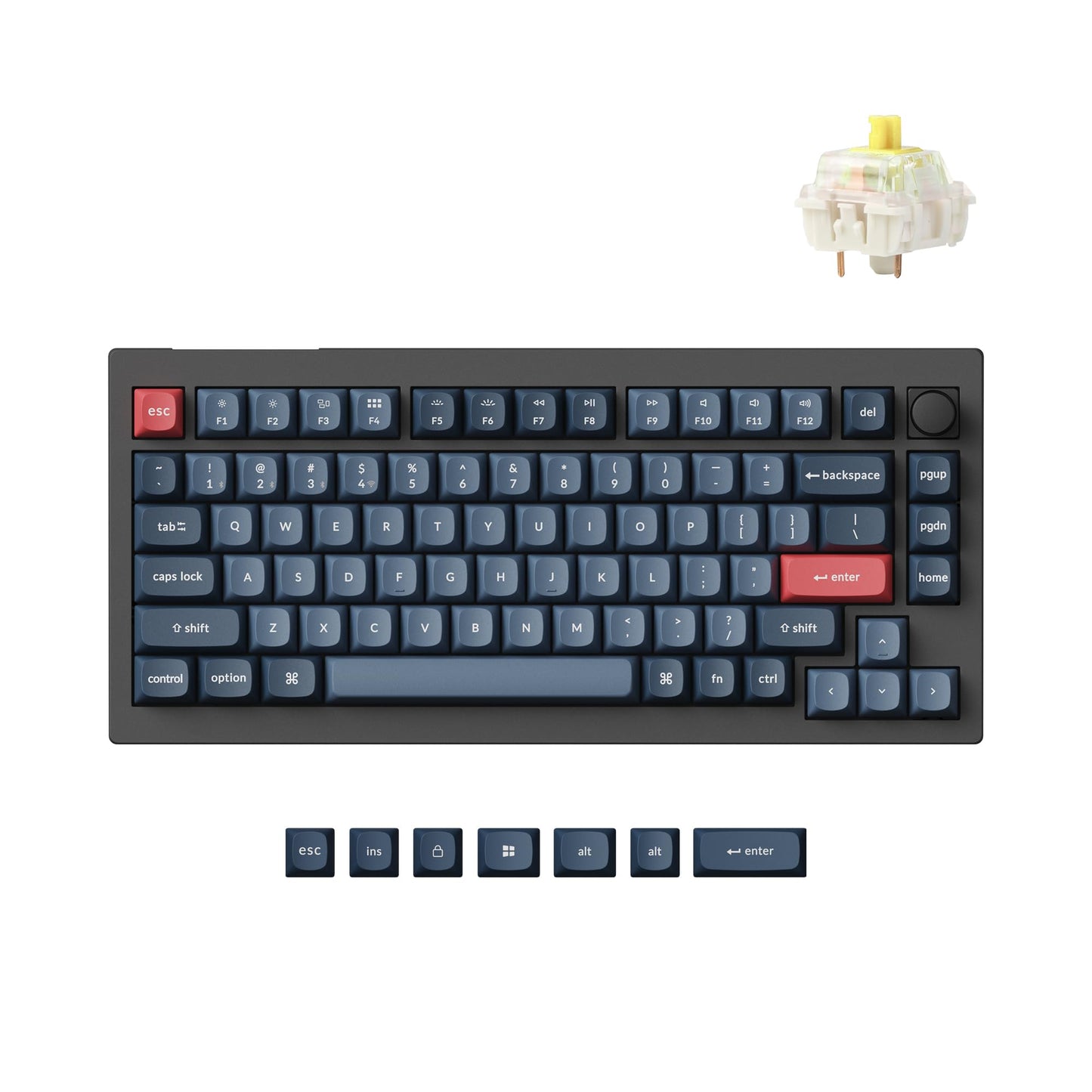 Keychron V1 Max 75% RGB Custom Mechanical Keyboard  2.4Ghz/Bluetooth 5.1/Wired QMK/VIA Programmable Macro  Hot-Swappable Gateron Jupiter Banana Switch Gasket Mount for Mac Windows