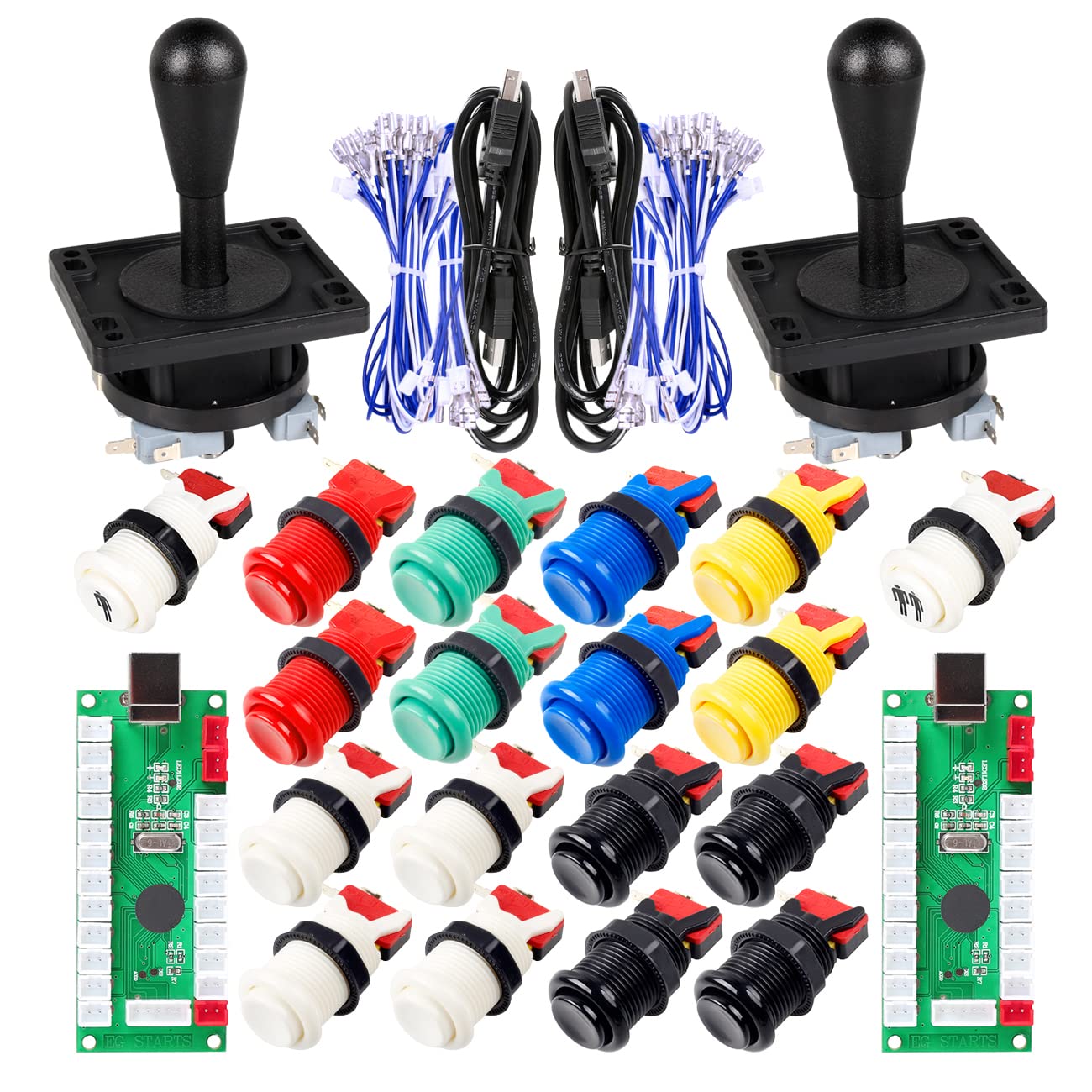EG STARTS 2 Player Classic Arcade Game DIY Part for Mame USB Cabinet Zero Delay USB Encoder to PC Games 8 Way Joystick + 18x Arc