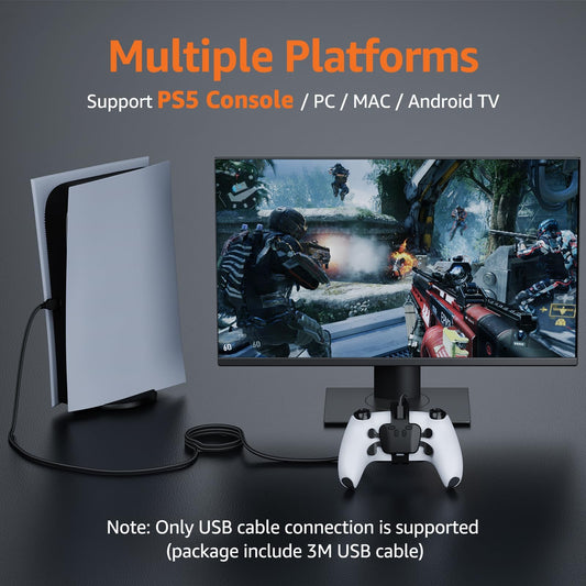 GMVOX PS-5 Controller Paddles with MIC, 4 Programmable Back Buttons, Turbo/Remapping, Compatible with PS-5/PC/MAC - Black