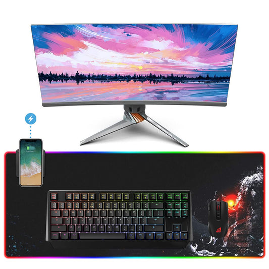 Signo Gaming Mouse Pad - Large RGB Extended 31.5x11.8 Non-Slip Rubber Base, 7 Lighting Modes, 6 Brightness Levels, Model: dwc-113