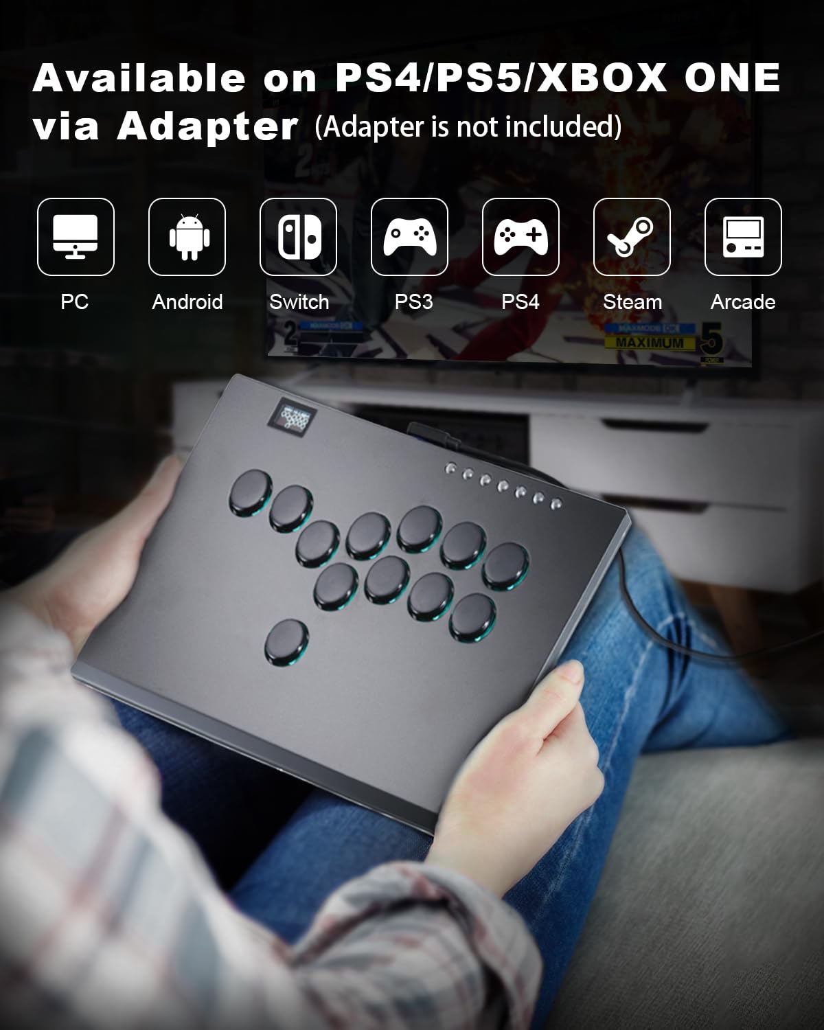 ONEED Haute42 Leverless Arcade Stick M12 Plus - Black, Aluminum, for PC/PS3/PS4/Switch, Hot Swap & SOCD Support