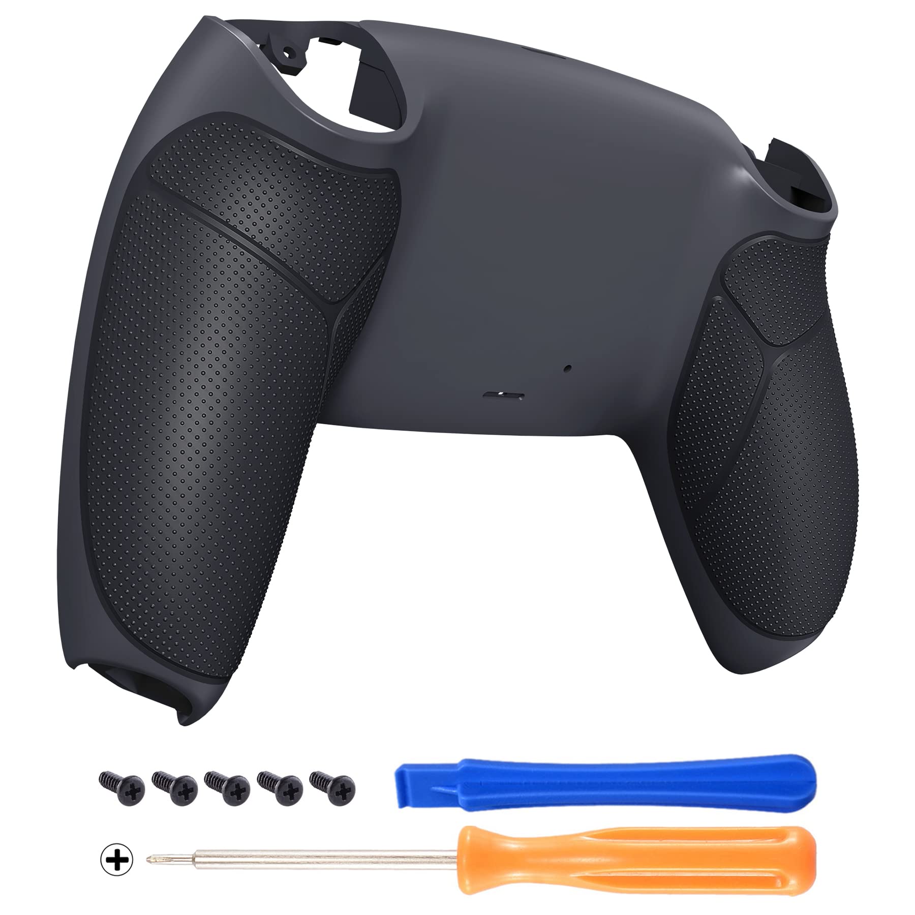eXtremeRate Classic Gray & Dark Gray Performance Rubberized Grip Custom Back Plate Bottom Shell Compatible with ps5 Controller, 