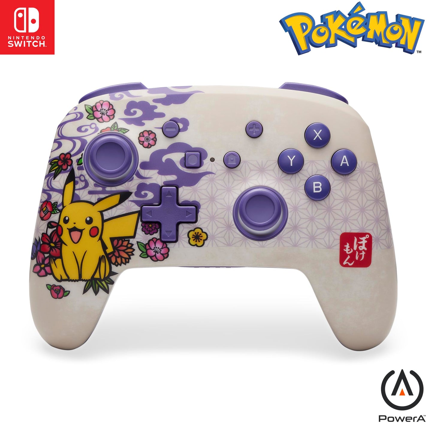 PowerA Enhanced Wireless Controller for Nintendo Switch - Pokémon Blossom - Purple - Model NSGP0324-01R - Officially Licensed Gamepad