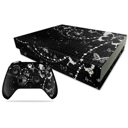 MIGHTY SKINS Xbox One X Skin - Durable Black Butterfly Vinyl Decal Wrap, Easy Apply & Remove, Model MIXBONXCMB-Black Butterfly