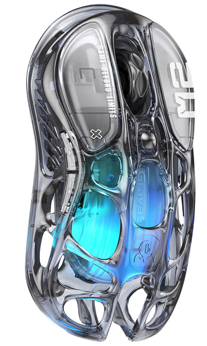 GravaStar M2 Wireless Gaming Mouse - 26,000 DPI, 5 RGB Lights, Lightweight Design, Transparent Black