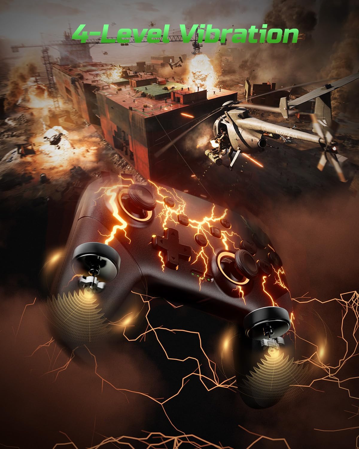 VOYEE Wireless Pro Controller for Switch 2/Lite/OLED/PC - 1000mAh, RGB LED, Small, Black & LED Lights, Model S08