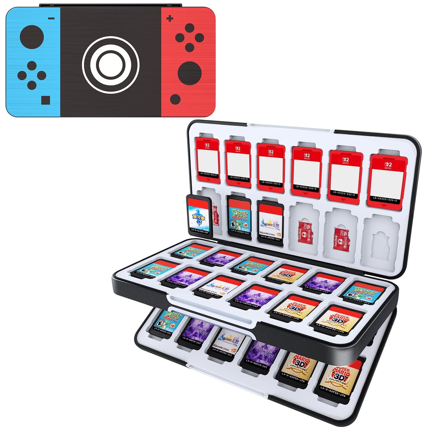 HEIYING Game Card Case for Nintendo Switch 2 / Switch OLED Customized Pattern Portable Switch Game Holder with 48 Game Card Slots and 24 Micro SD Cards Slots
