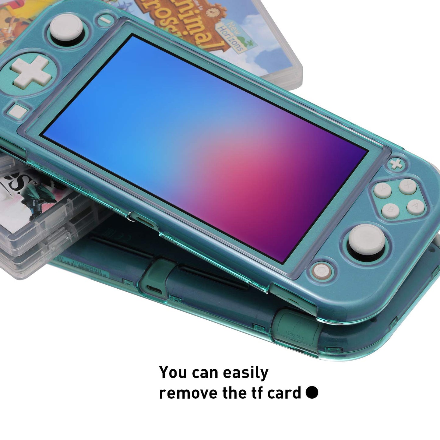 ECHZOVE Hard Clear Protective Case for Nintendo Switch Lite - Turquoise, Plastic Material