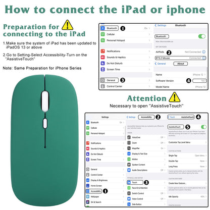 UrbanX Bluetooth Rechargeable Mouse UXM030 for Dell Latitude 5520 - Jade Green Wireless Mouse for Laptop/PC/Mac/iPad Pro
