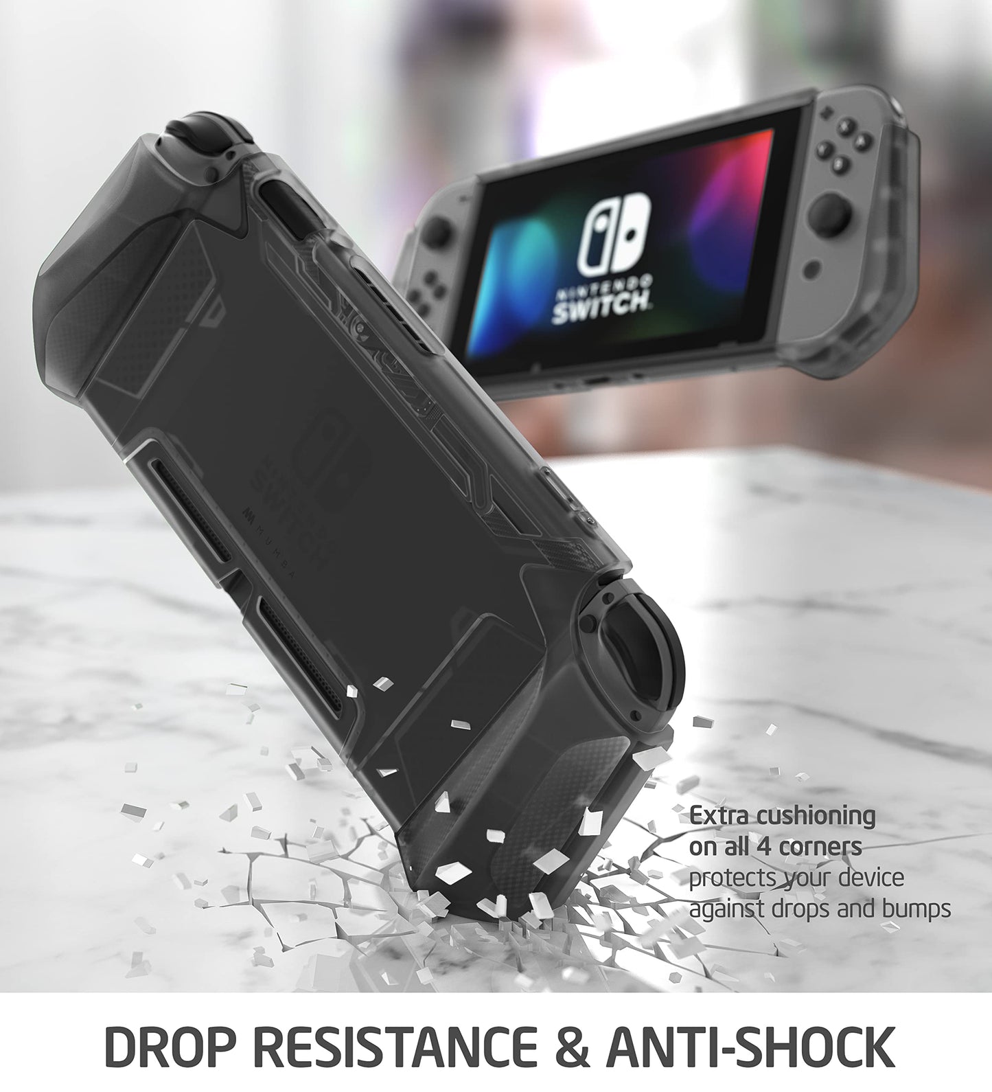 Mumba Dockable Case for Nintendo Switch OLED - TPU Grip, Ergonomic Design, FrostBlack