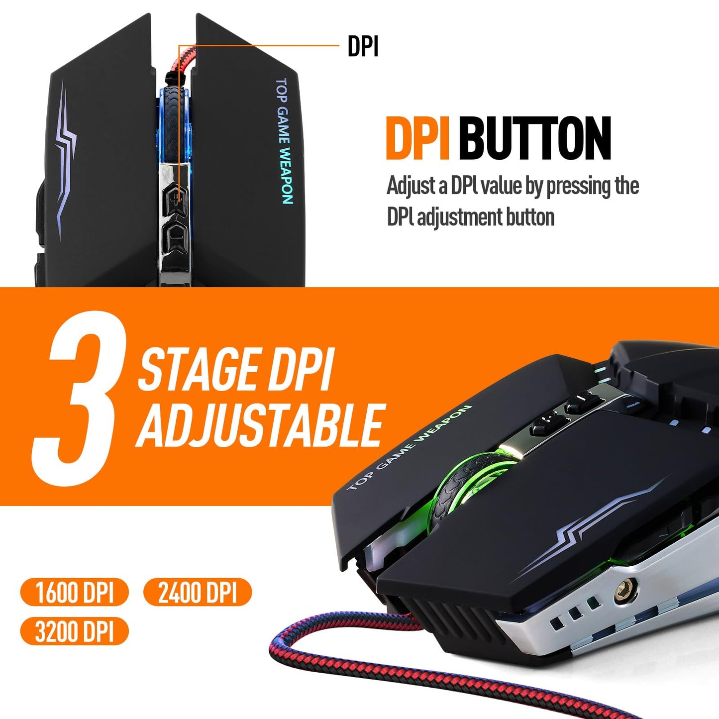 Guiheng Wired 60% Gaming Keyboard and Mouse Combo, RGB Backlit, 3200 DPI, Ultra-Compact, Black