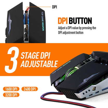 Guiheng Wired 60% Gaming Keyboard and Mouse Combo, RGB Backlit, 3200 DPI, Ultra-Compact, Black