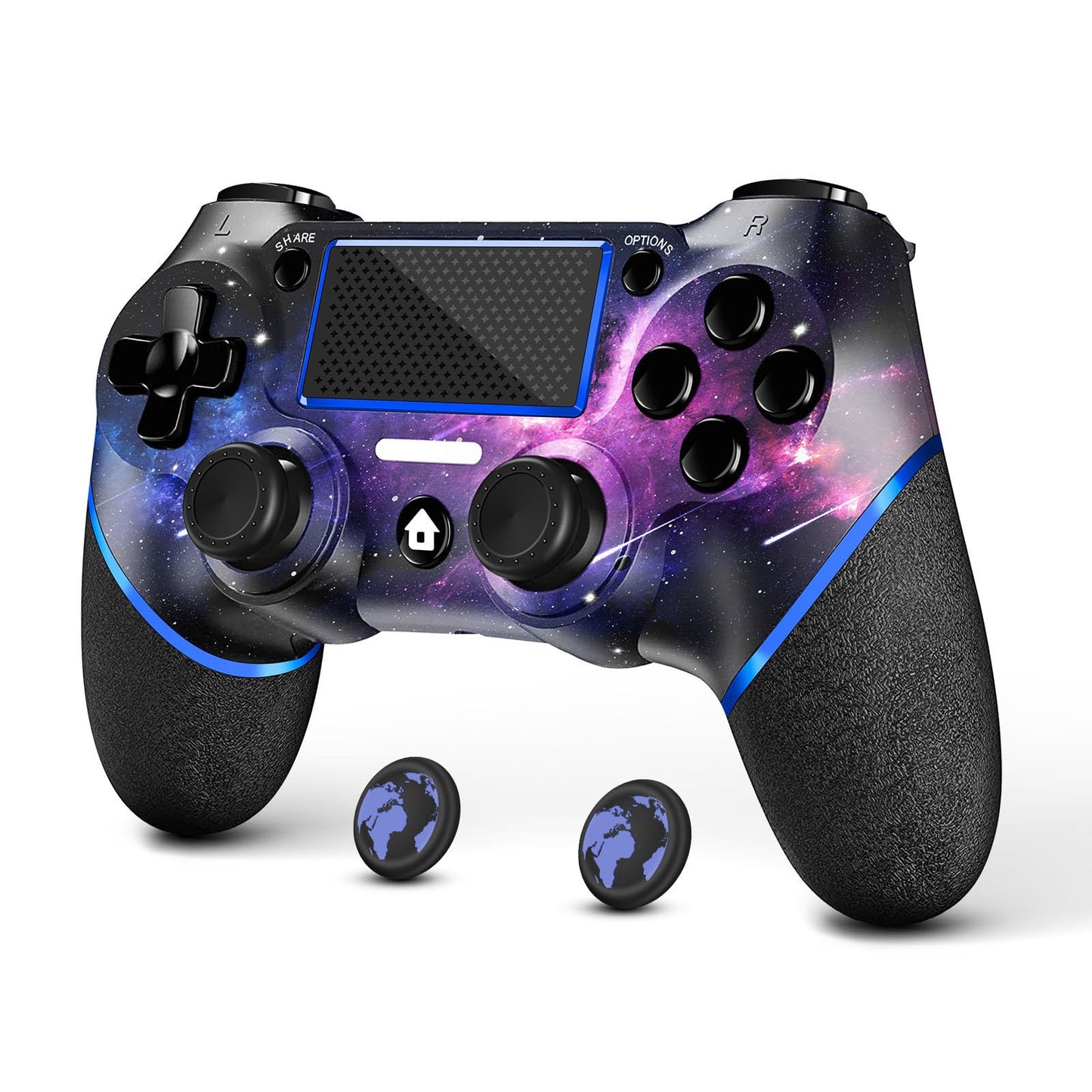 AceGamer Wireless Controller for PS4 - Purple Galaxy Design, 3.5mm Audio, Turbo Function, Compatible with PS4, Slim, Pro, Windows PC