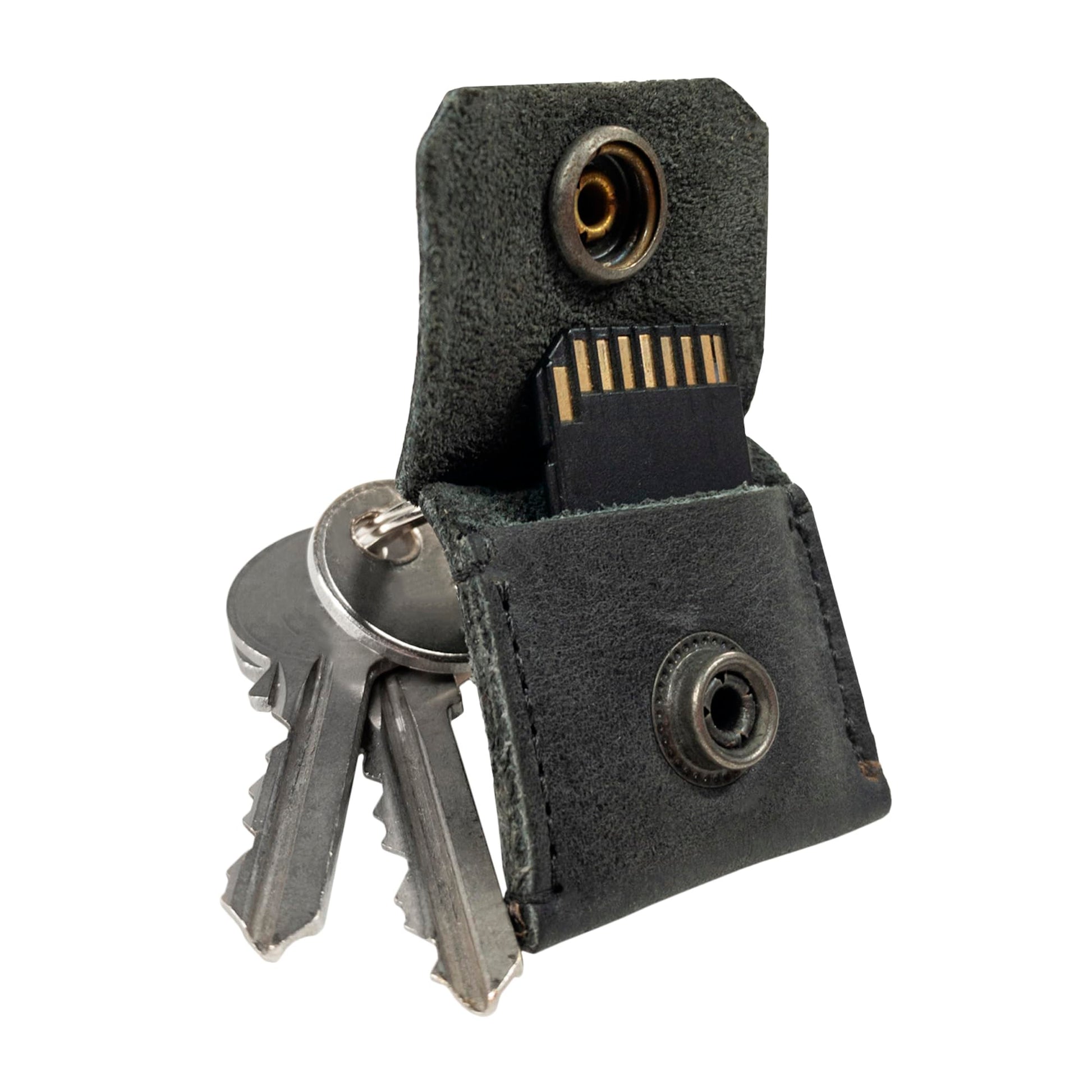 Rustic Leather Switch Cartridge Game Keychain/SD Card/Guitar Pick Holder Handmade by Hide & Drink (Charcoal Black)