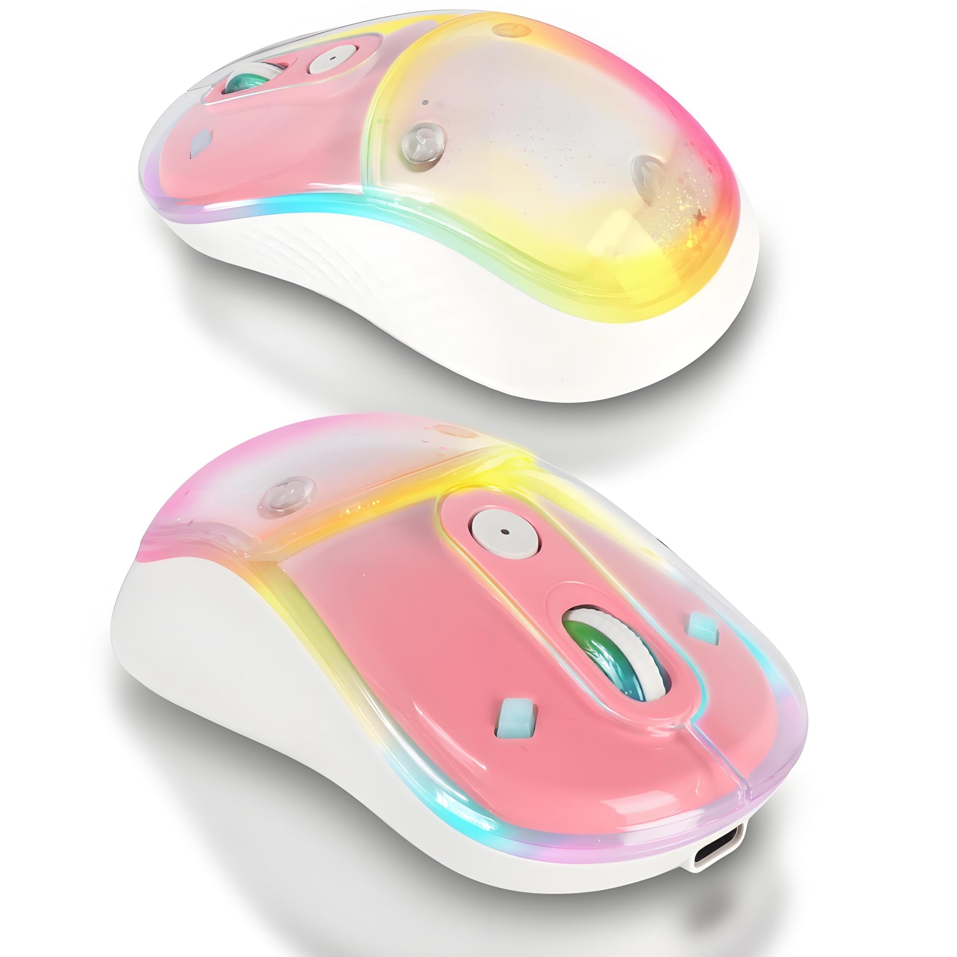 elec Space Wireless Bluetooth Mouse - Rechargeable, Silent, RGB, Ergonomic Design, Pink
