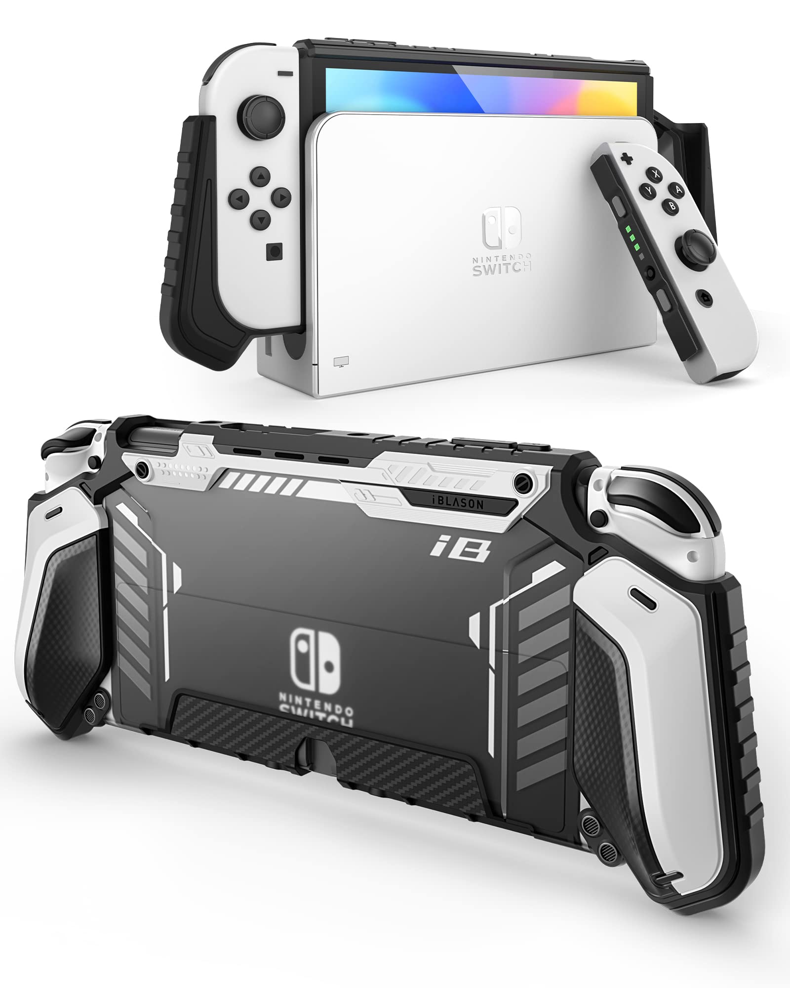 i-Blason Armorbox for Nintendo Switch OLED - Dockable, Anti-Scratch Case, Comfortable Grip, White