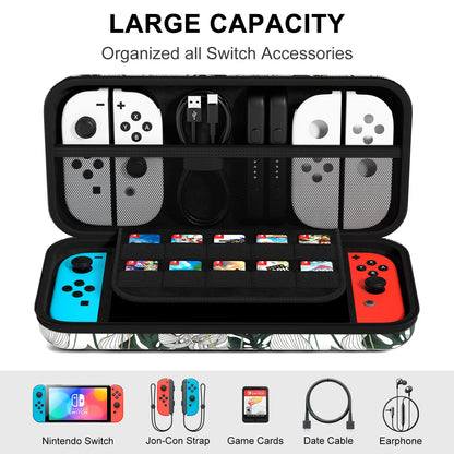 NPOOYI Hard Shell Carrying Case for Nintendo Switch OLED 2021/2017, Travel Case with Pockets, Green Leaf Color
