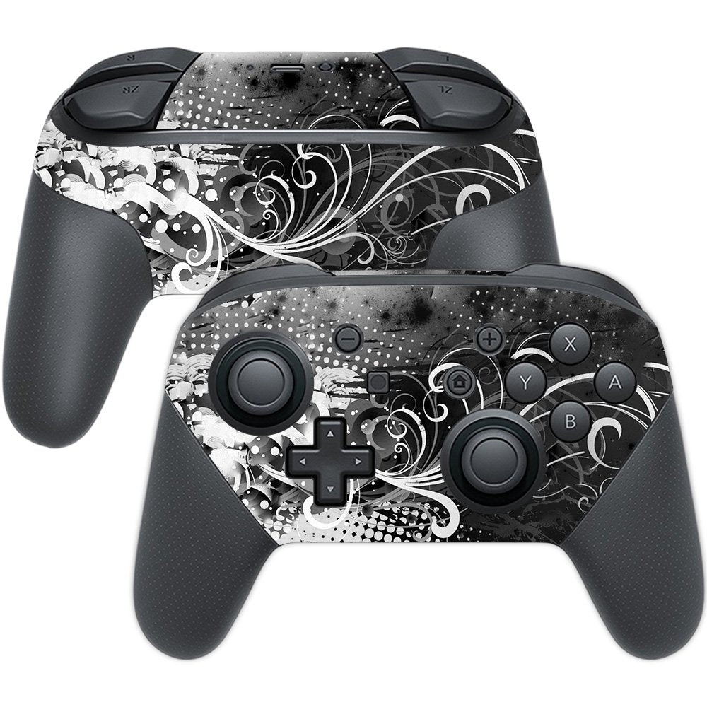 MIGHTY SKINS Nintendo Switch Pro Controller Skin - Durable Black Flourish Vinyl Decal Cover, Easy to Apply & Remove, Model NISWPCOI-Black Flourish