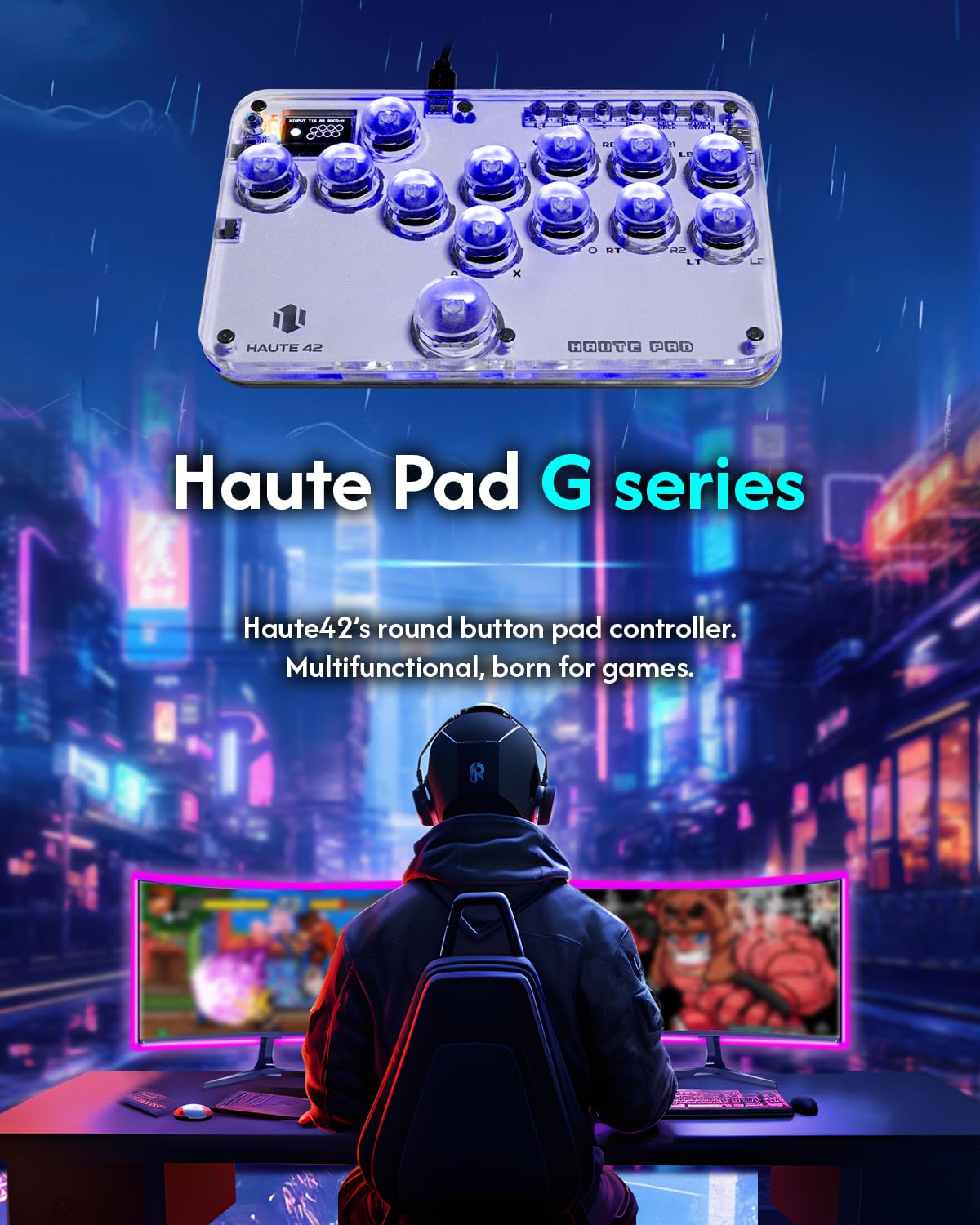 Sehawei Haute42 Arcade Stick - 13 Keys, Custom RGB & Turbo Functions, G13 Model - Compatible with PC, PS3/PS4, Switch, Steam