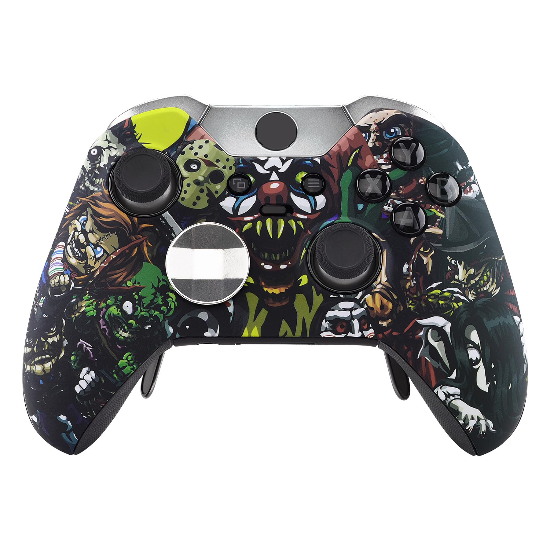 eXtremeRate Scary Party Patterned Faceplate Cover  Soft Touch Front Housing Shell Case  Comfortable Soft Grip Replacement Kit for Xbox One Elite Controller Model 1698 - Controller NOT Included