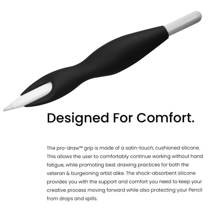 Pro-Draw Grip for Apple Pencil Pro (1st/2nd Gen, USB-C) - Black, Comfortable Control, Model PDG1, 1 Count