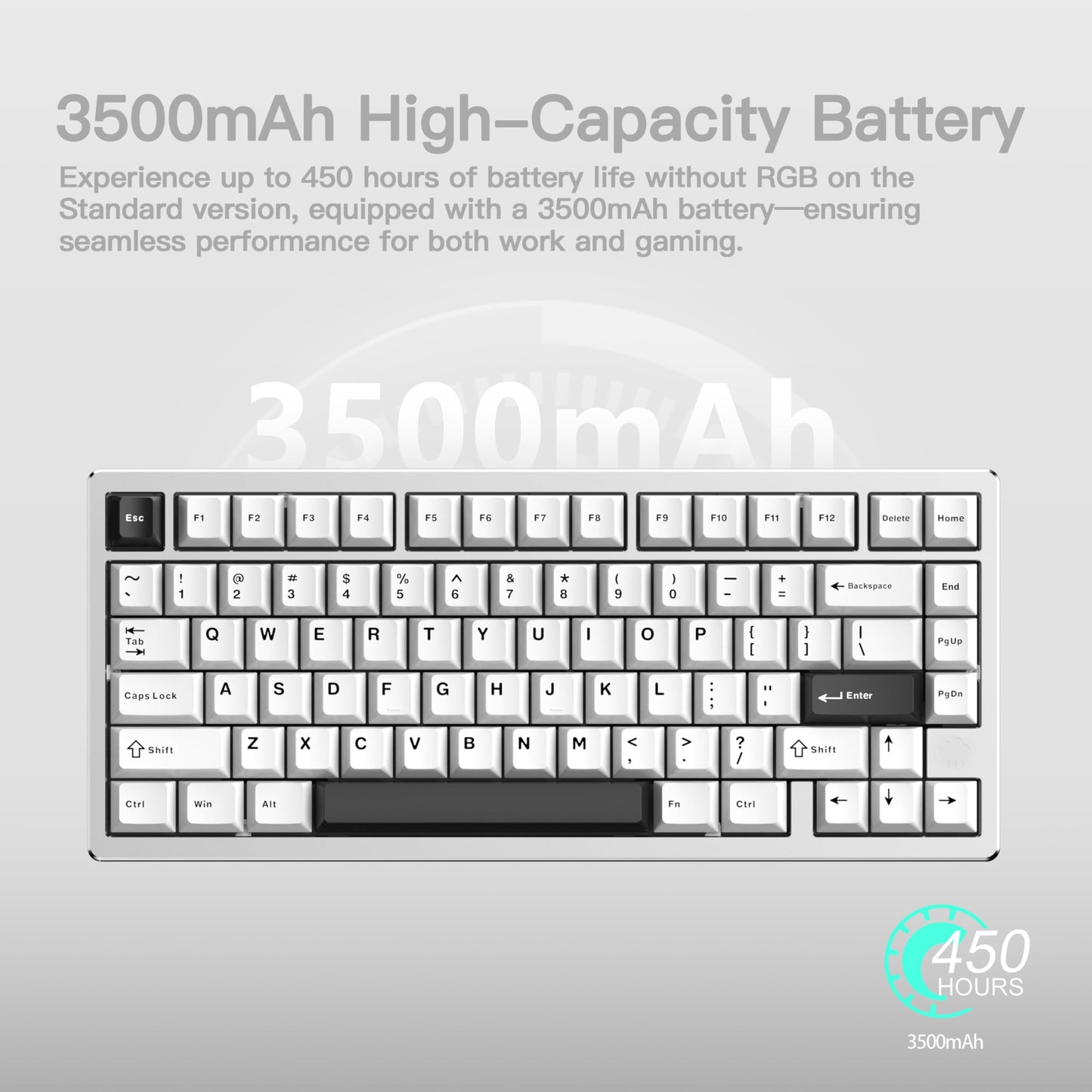 KEEBMONKEY Mechanical Keyboard - Rainy 75, Triple-Mode Connectivity, Violet Switch, Lite - Silver