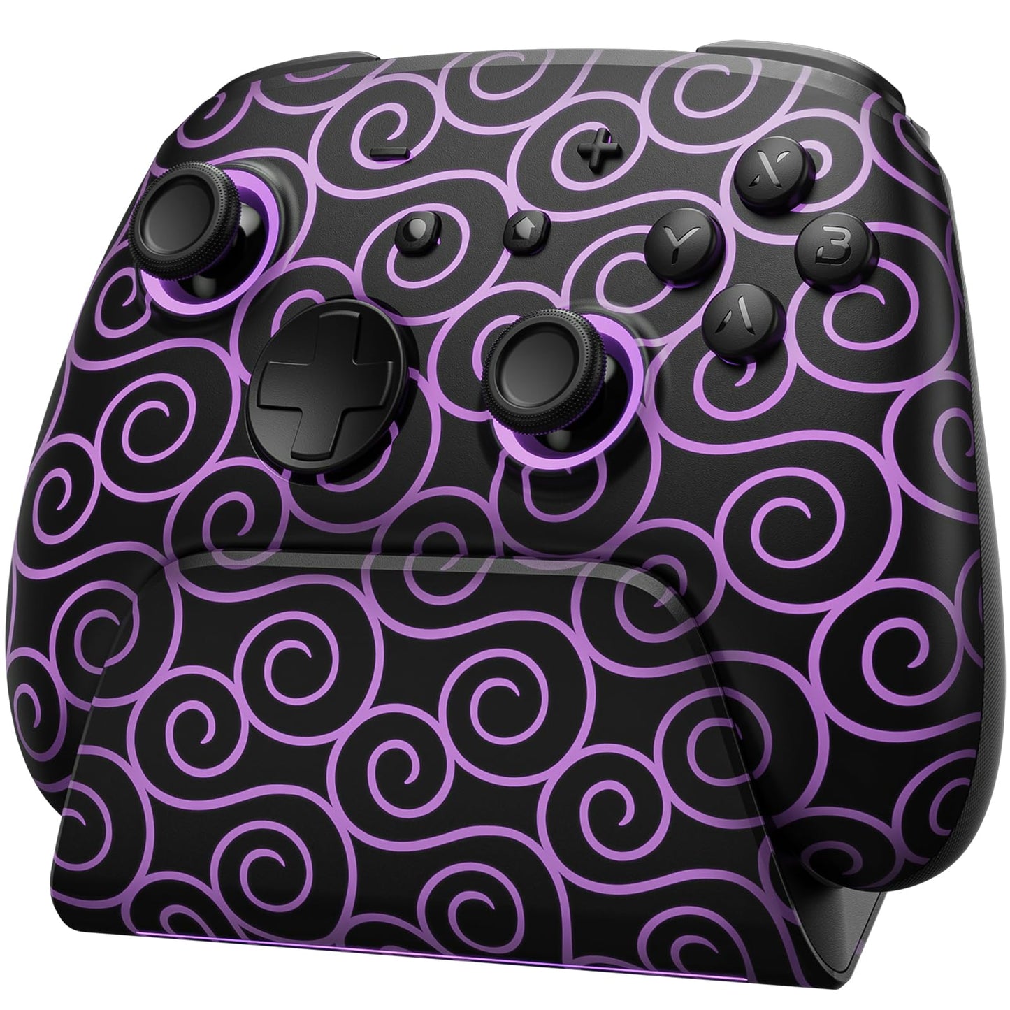 FUNLAB Wireless Switch Pro Controller with Charging Dock, Hall Effect Joysticks, 7 LED Colors, Model FF01, Purple/Black