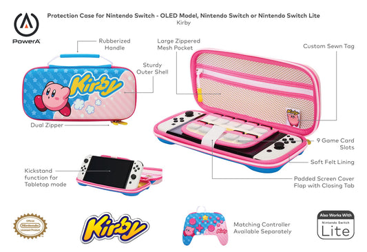 PowerA Protection Case for Nintendo Switch - Kirby, Multicolor, Standard Size, Officially Licensed Gaming Console Accessories