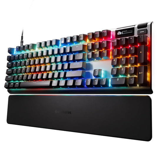 SteelSeries Apex Pro Gen 3 OmniPoint 3.0 HyperMagnetic Switches - Adjustable Actuation - Rapid control button - Game-Ready Presets - Protection Mode - Rapid Tap/SOCD - OLED - RGB - PBT Keycaps - USB-C
