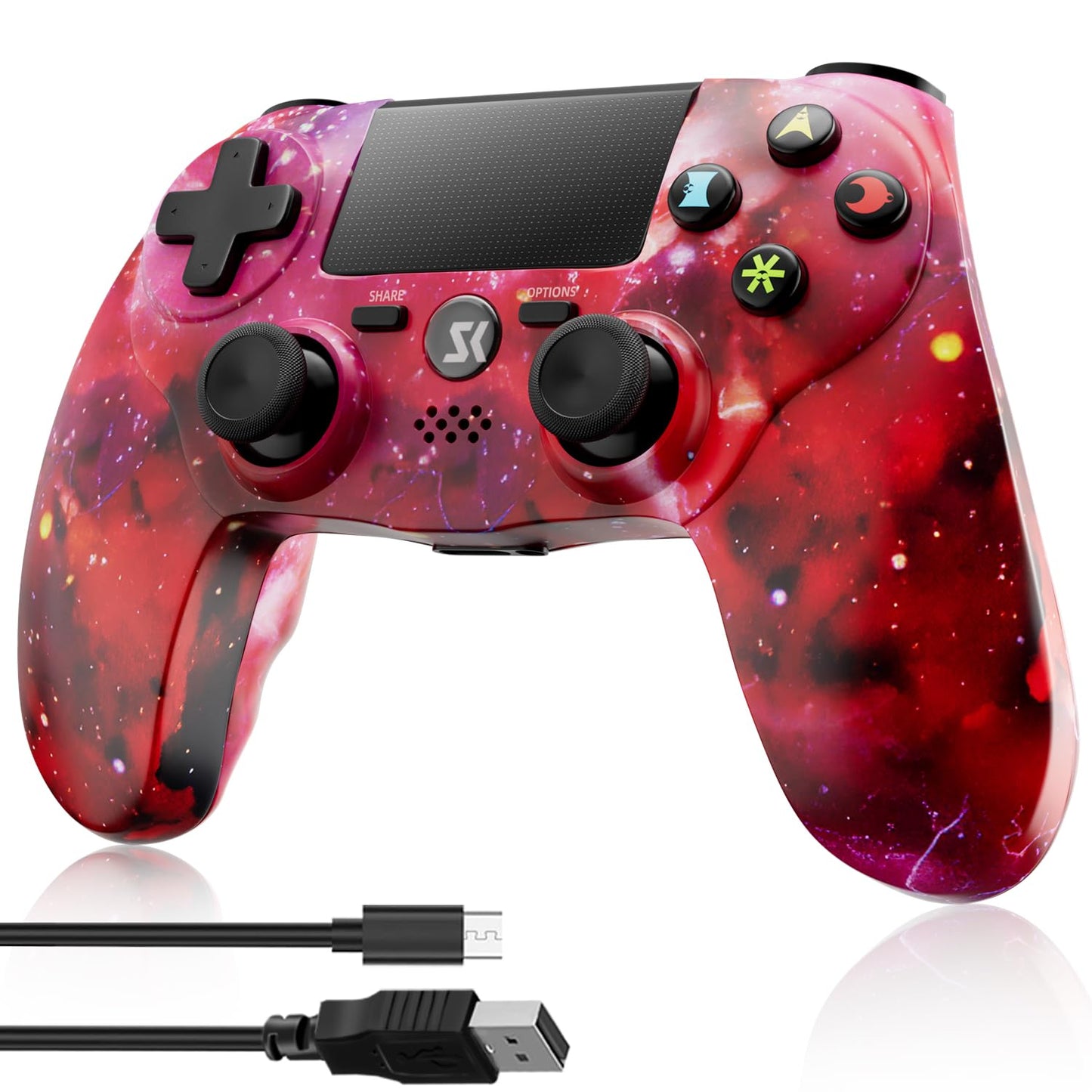 CHENGDAO Wireless Controller for PS4, PS415 Model, Galaxy Nebula Design, Double Vibration, Touch Pad, Audio Function