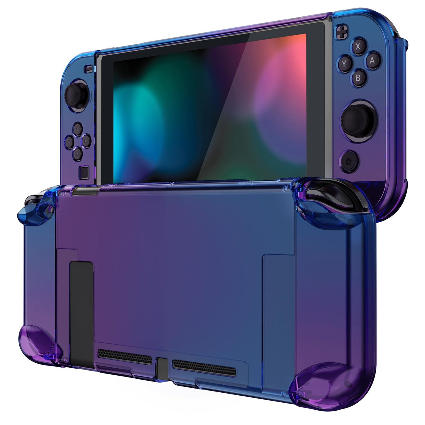 eXtremeRate PlayVital Protective Case for Nintendo Switch - Shock-Absorbent Hard Shell, Gradient Translucent Blue, Model NTP347