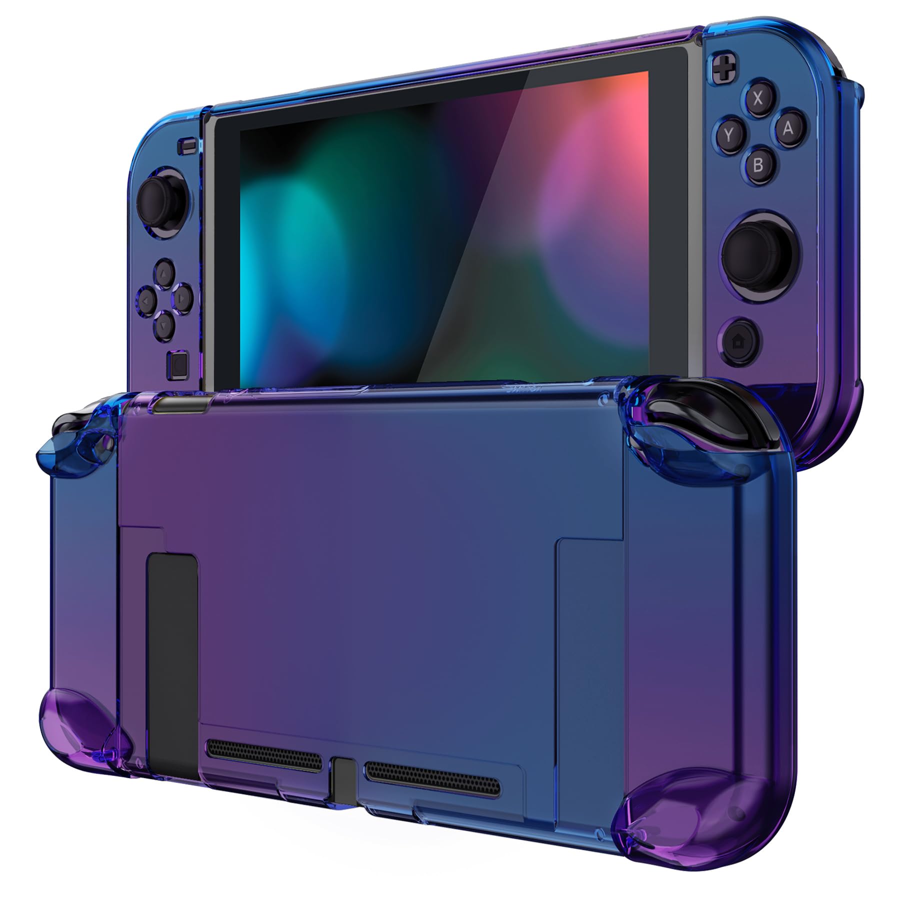 eXtremeRate PlayVital Protective Case for Nintendo Switch - Shock-Absorbent Hard Shell, Gradient Translucent Blue, Model NTP347