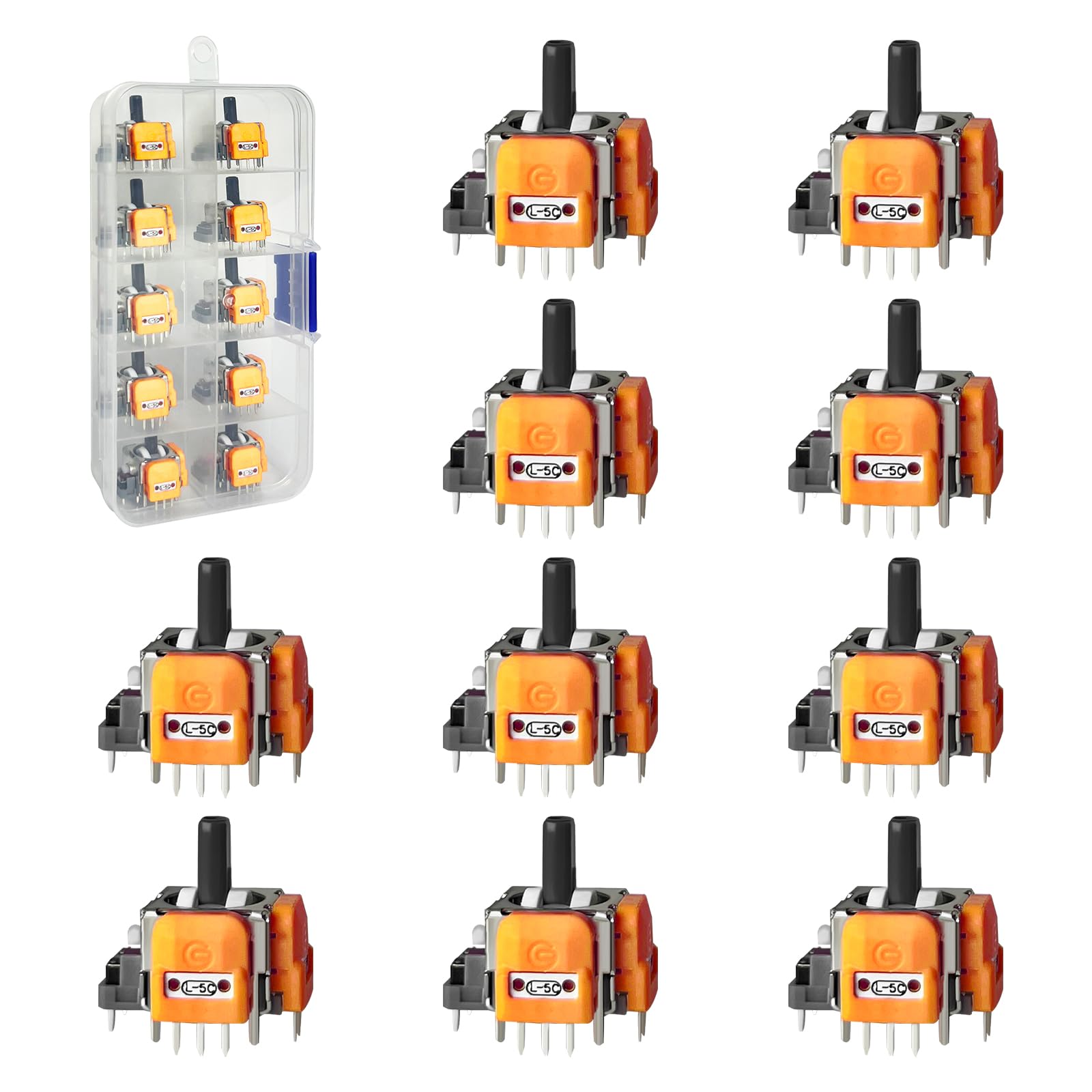 HLRAO 10PCS Hall-Effect Joysticks for PS5 Controller - 3D Analog Sensor Thumb Sticks - Yellow Replacement Parts