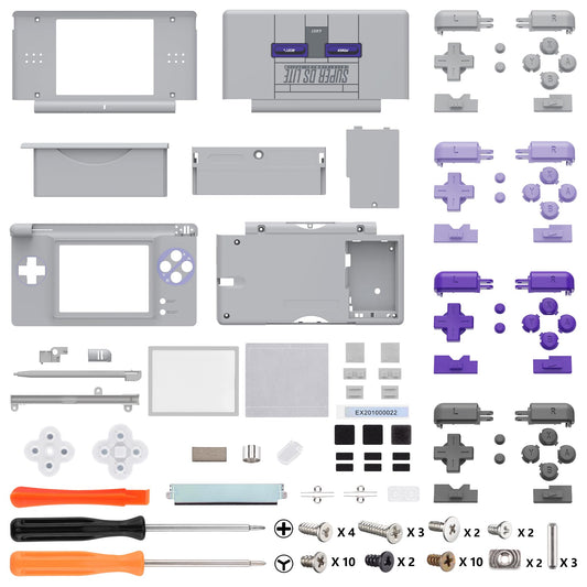 eXtremeRate Classic SNES Style Replacement Shell for Nintendo DS Lite - Custom Console Case Cover with Buttons & Screen Lens