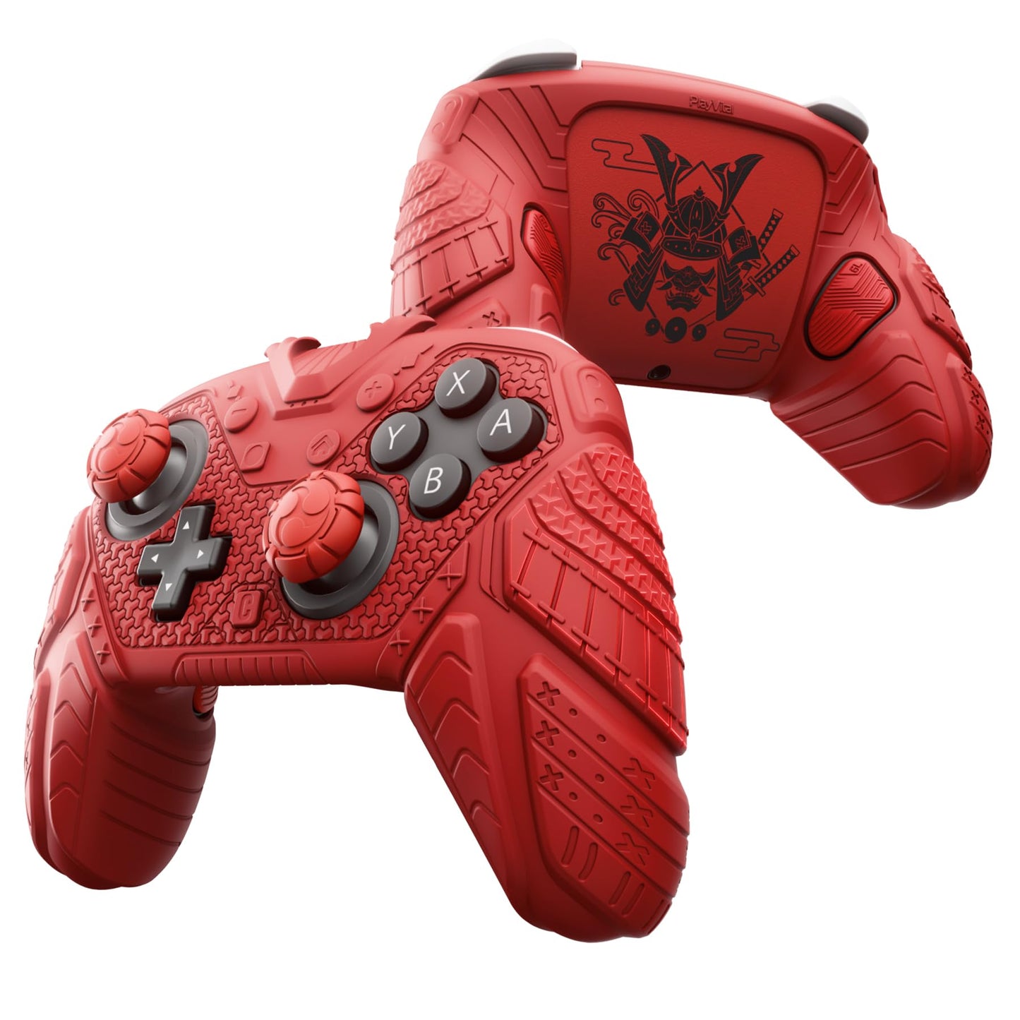 PlayVital for Nintendo Switch 2 Pro Controller Skin Cover - Samurai Armor Edition Silicone Case for Switch 2 Pro Controller with Back Button Caps & Thumb Grip & Sticker  Shockproof - Red
