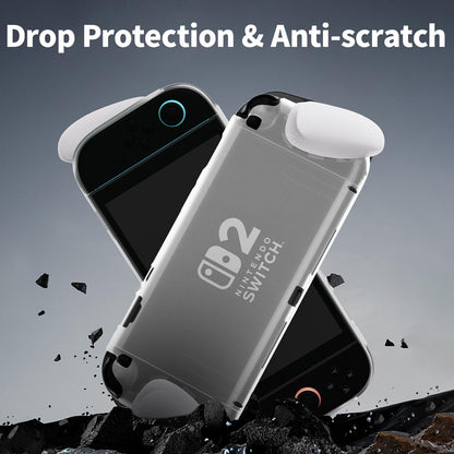 COIORVIS Grip Case for Nintendo Switch 2 - Ergonomic TPU Shell, White and Grey