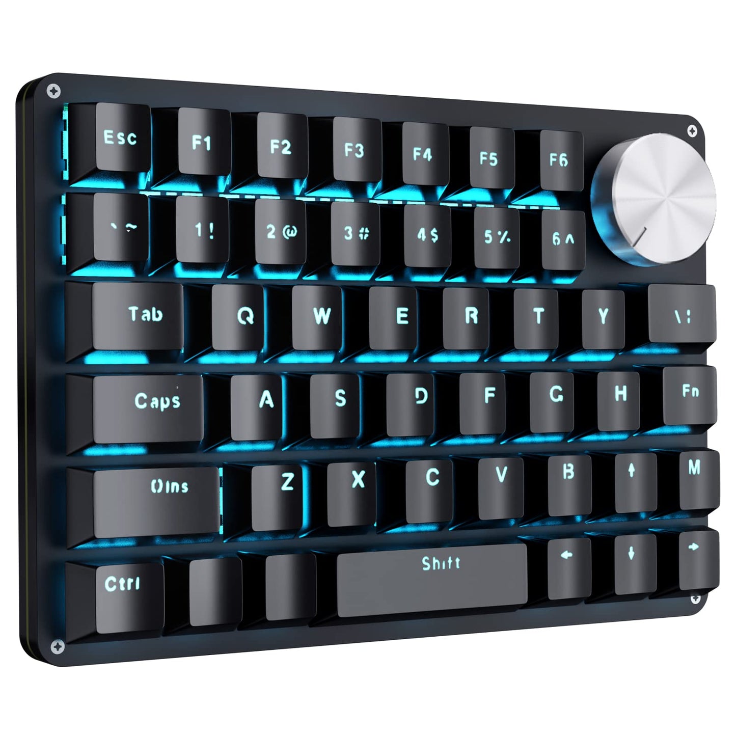 Koolertron One Handed Mechanical Gaming Keyboard with 24 Macro Keys  45-Key Fully Programmable Mini Keypad  Blue Backlit/Red Switches for Windows PC Gamers