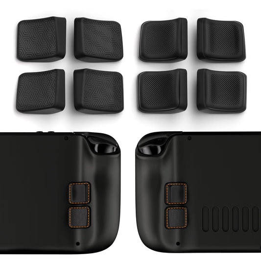 PlayVital Back Button Enhancement Set for Steam Deck LCD  Grip Improvement Protection Kit for Steam Deck OLED - Mix Version Streamlined & Studded Design - Black