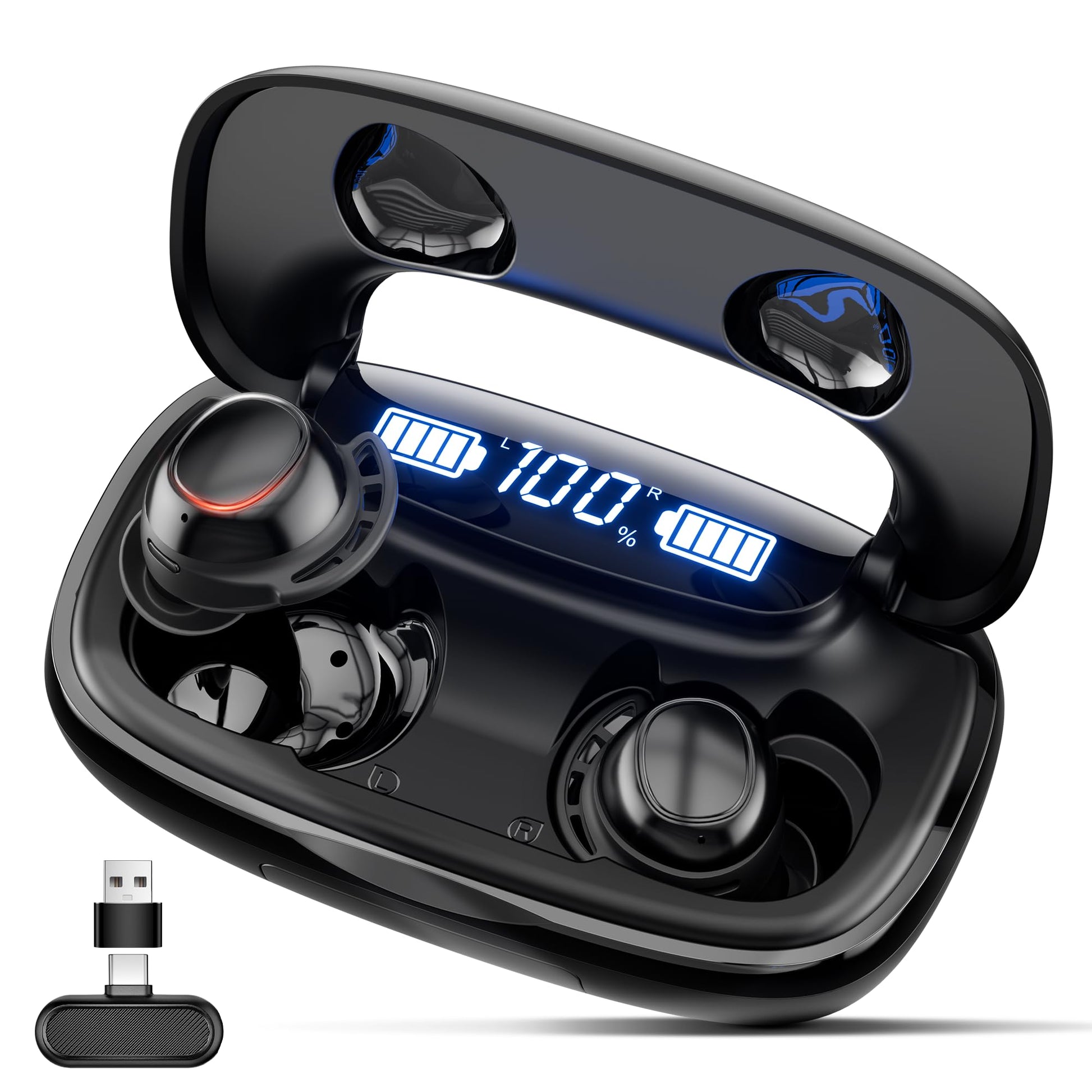 IAMJOY Gaming Earbuds - 20ms Low Latency, 90H Playtime, Noise-Canceling Mic, Classic Black, Model U-Air4, Compatible with PS5/VR/PC