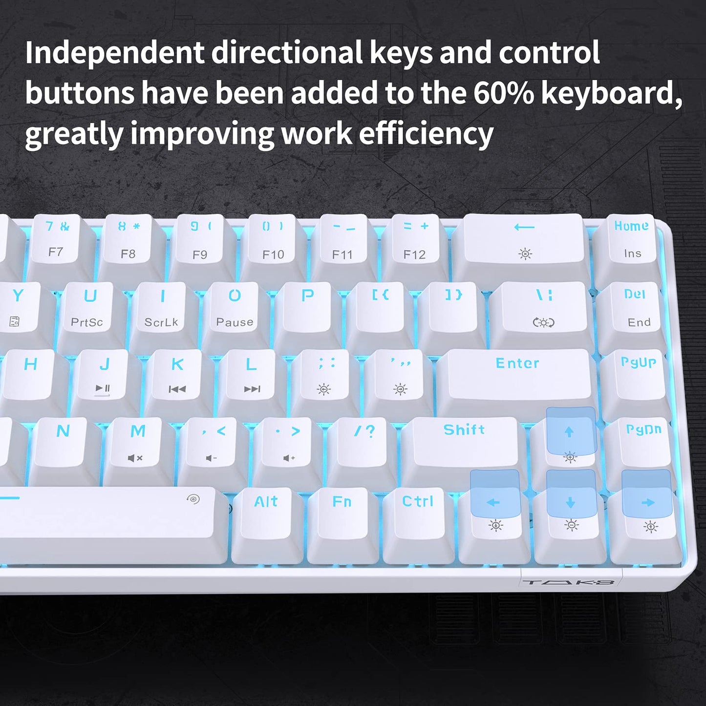 DIERYA T68SE 60% Gaming Mechanical Keyboard, Blue Switches, White, Compact Design for Windows Laptops and PC Gamers