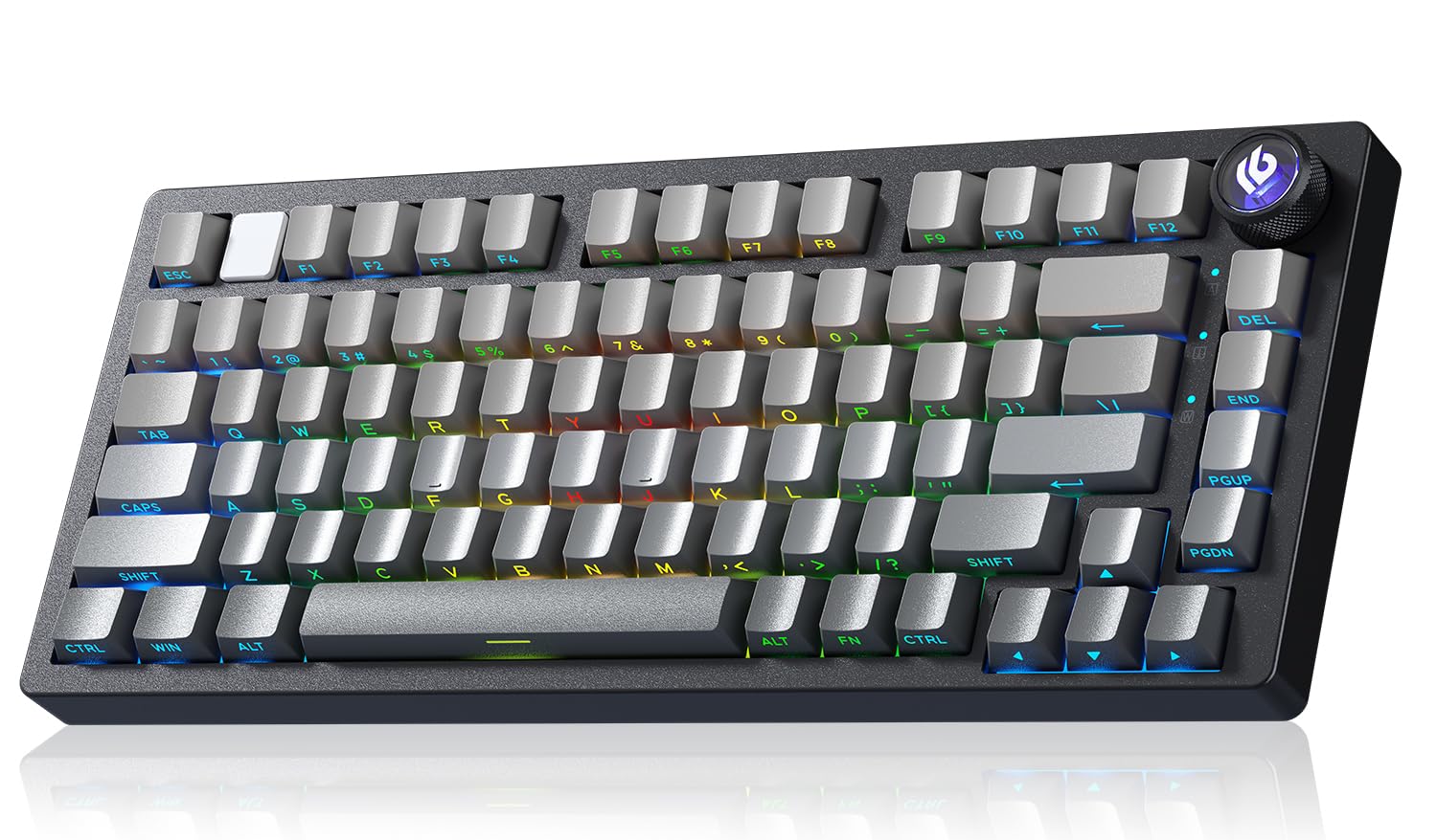 LEOBOG HI75C Pro Mechanical Keyboard  75% Hot Swappable Gaming Keyboard with Five-Layer Knob  Bluetooth/2.4GHz/USB-C Wireless Keyboards for Windows/MAC/iOS/Android - Reaper Switch  Grey