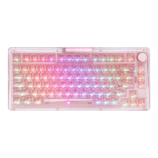 KiiBoom Phantom 81 75% Transparent Mechanical Gaming Keyboard  Hot Swappable Custom Gasket Keyboard with RGB Backlit  Clear Keycap  Rechargeable Battery  Triple Mode for Win/Mac (Phantom 81 V3 Pink)
