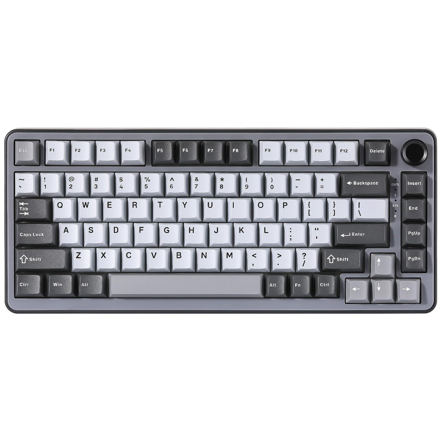 YUNZII B75 Mechanical Keyboard 75% Layout with Knob Hot Swappable RGB Backlit Gasket Mounted  Creamy Typing  Double-Shot PBT Keycaps Cherry Profile for Win/Mac (Dark Grey  Cocoa Cream V2 Switch)