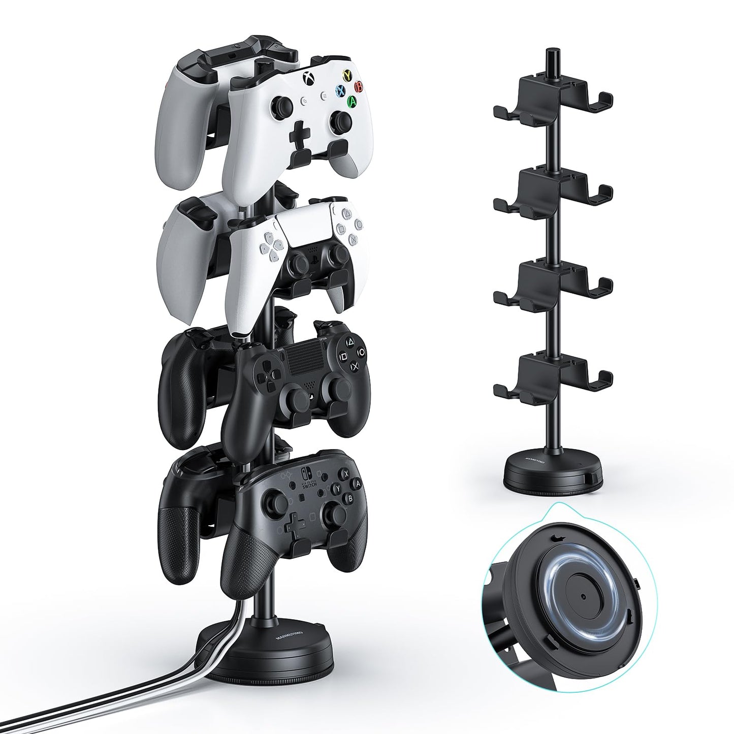 MANMUVIMO Headphone Controller Storage Holder for Desk 4 Tiers with Anti-Slip Stable Suction Cup  Controller Holder  Universal Gaming Desk Accessories for PS5/PS4/Xbox Series/Xbox One/Switch Pro