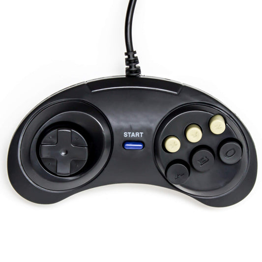 Old Skool 6-Button Sega Genesis Controller Gamepad - Black, Model OS-9906